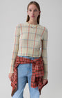 SHRUNKEN CHECK CREW IN MIST COMBO - Romi Boutique