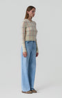 SHRUNKEN CHECK CREW IN MIST COMBO - Romi Boutique
