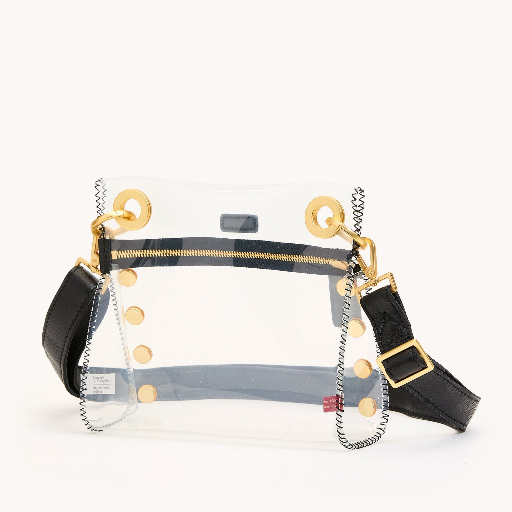 TONY SML CLEAR IN BLACK/BRUSHED GOLD - Romi Boutique