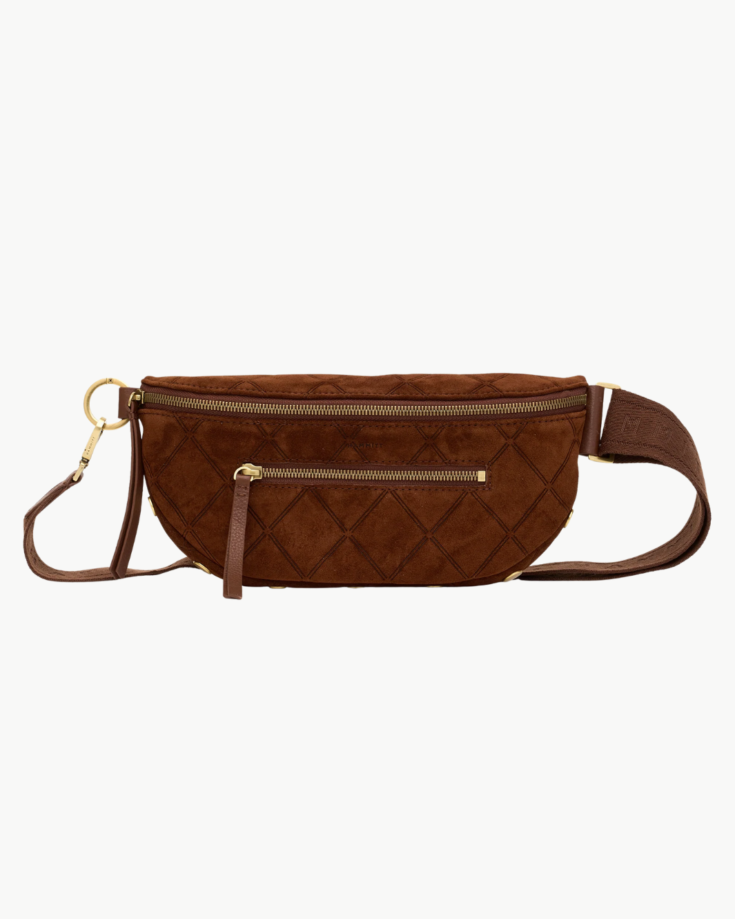 CHARLES CROSSBODY MED IN CHOCOLATE DIAMOND SUEDE/ANTIQUE GOLD - Romi Boutique