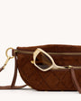 CHARLES CROSSBODY MED IN CHOCOLATE DIAMOND SUEDE/ANTIQUE GOLD - Romi Boutique