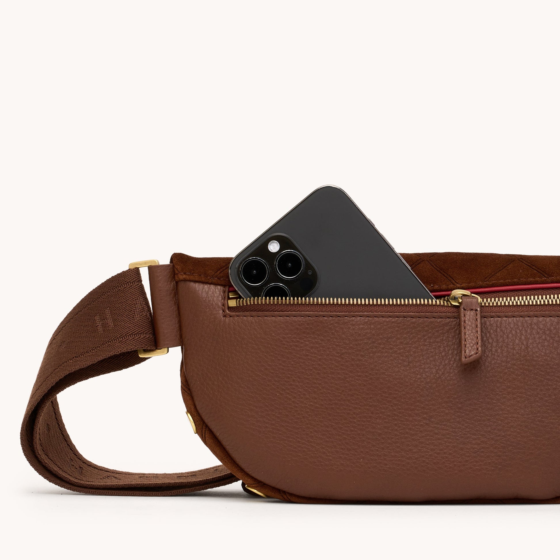 CHARLES CROSSBODY MED IN CHOCOLATE DIAMOND SUEDE/ANTIQUE GOLD - Romi Boutique