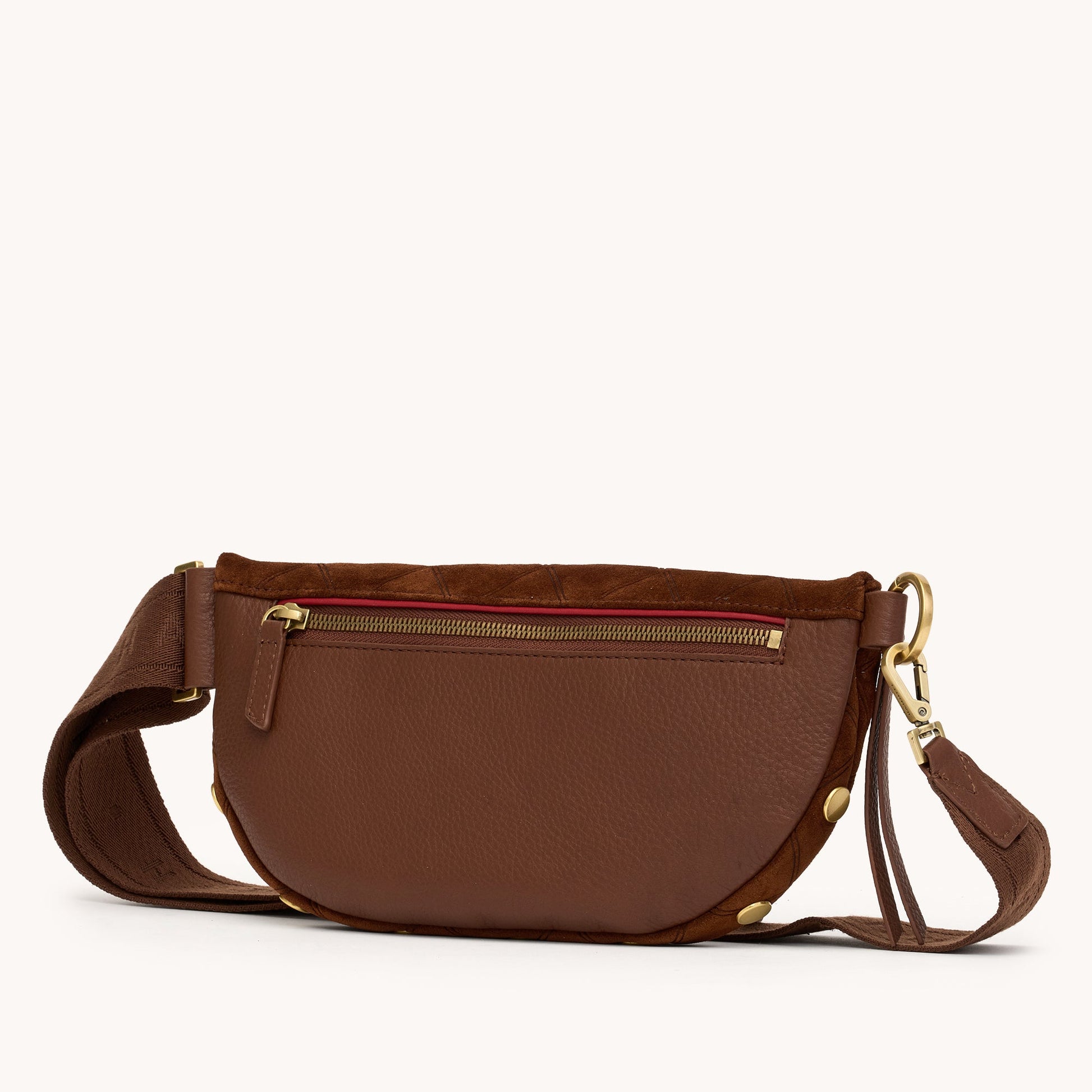 CHARLES CROSSBODY MED IN CHOCOLATE DIAMOND SUEDE/ANTIQUE GOLD - Romi Boutique
