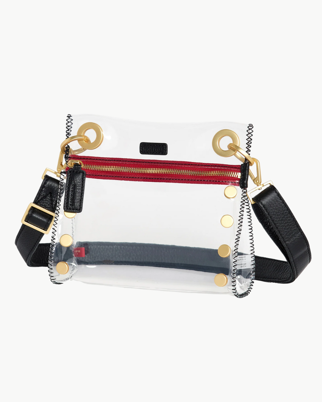 TONY SML IN CLEAR BLACK/BRUSHED GOLD RED ZIP - Romi Boutique