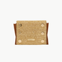 ALLEN WALLET IN COCOA RAFFIA/GOLD - Romi Boutique