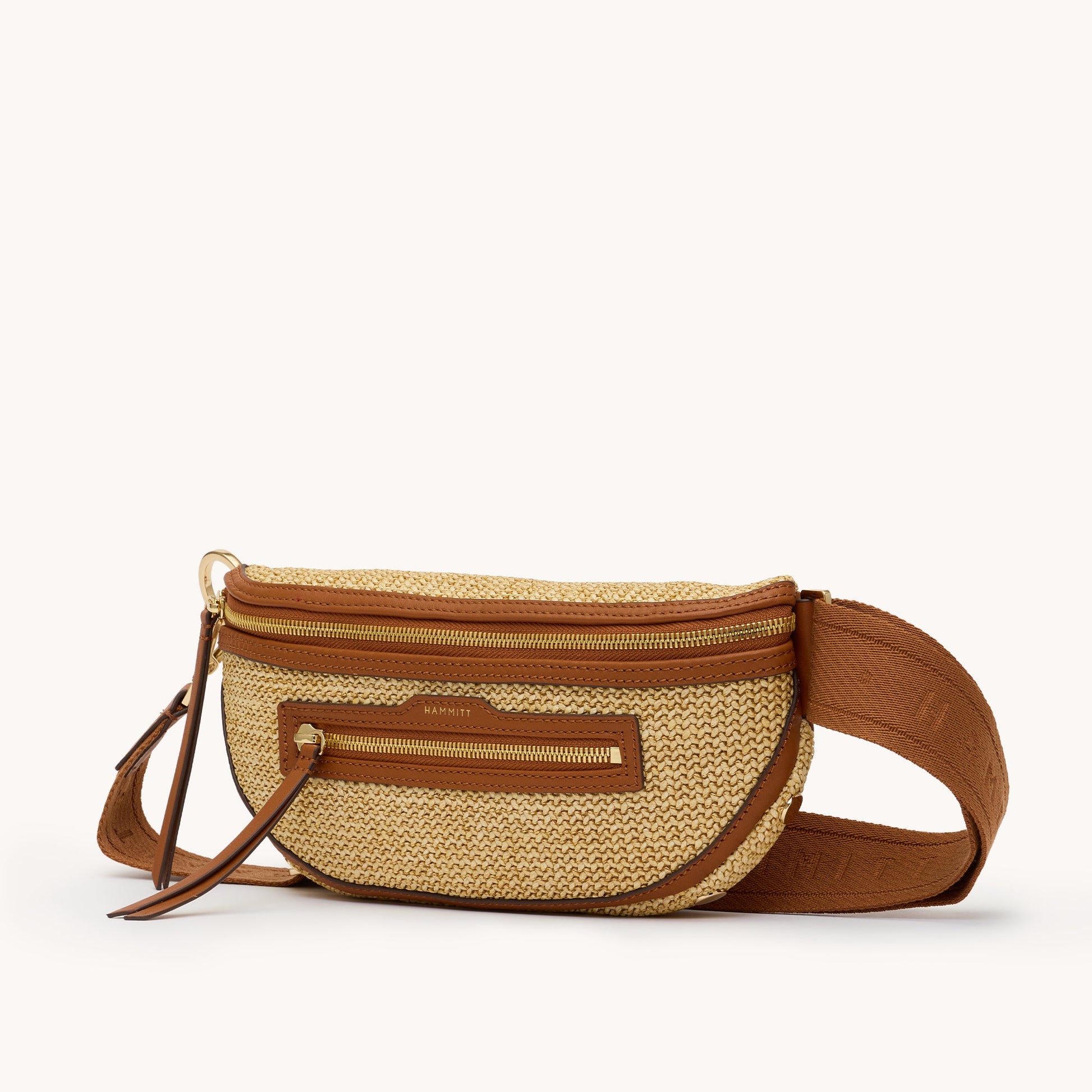 CHARLES CROSSBODY MED IN COCOA RAFFIA/GOLD - Romi Boutique