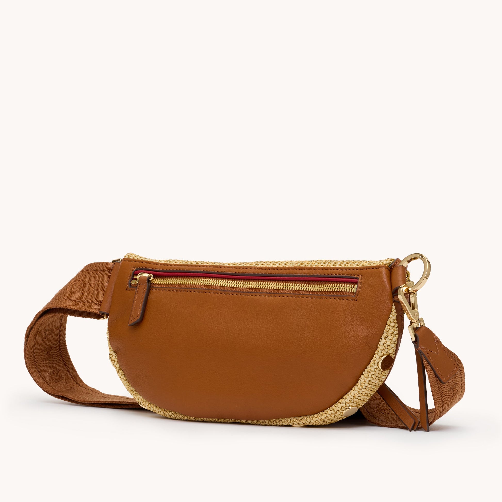 CHARLES CROSSBODY MED IN COCOA RAFFIA/GOLD - Romi Boutique
