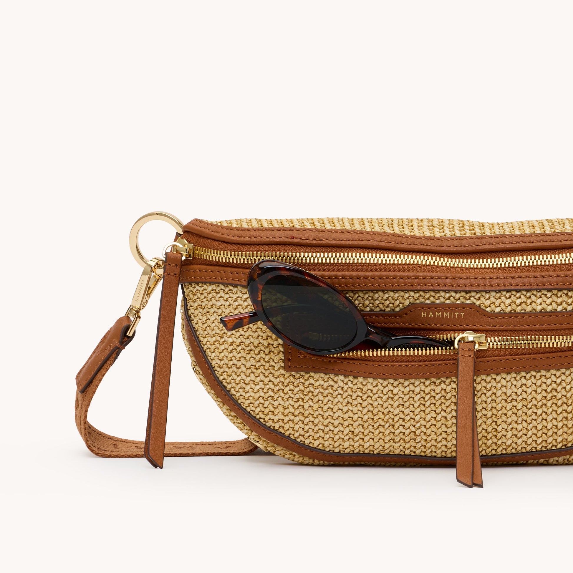 CHARLES CROSSBODY MED IN COCOA RAFFIA/GOLD - Romi Boutique