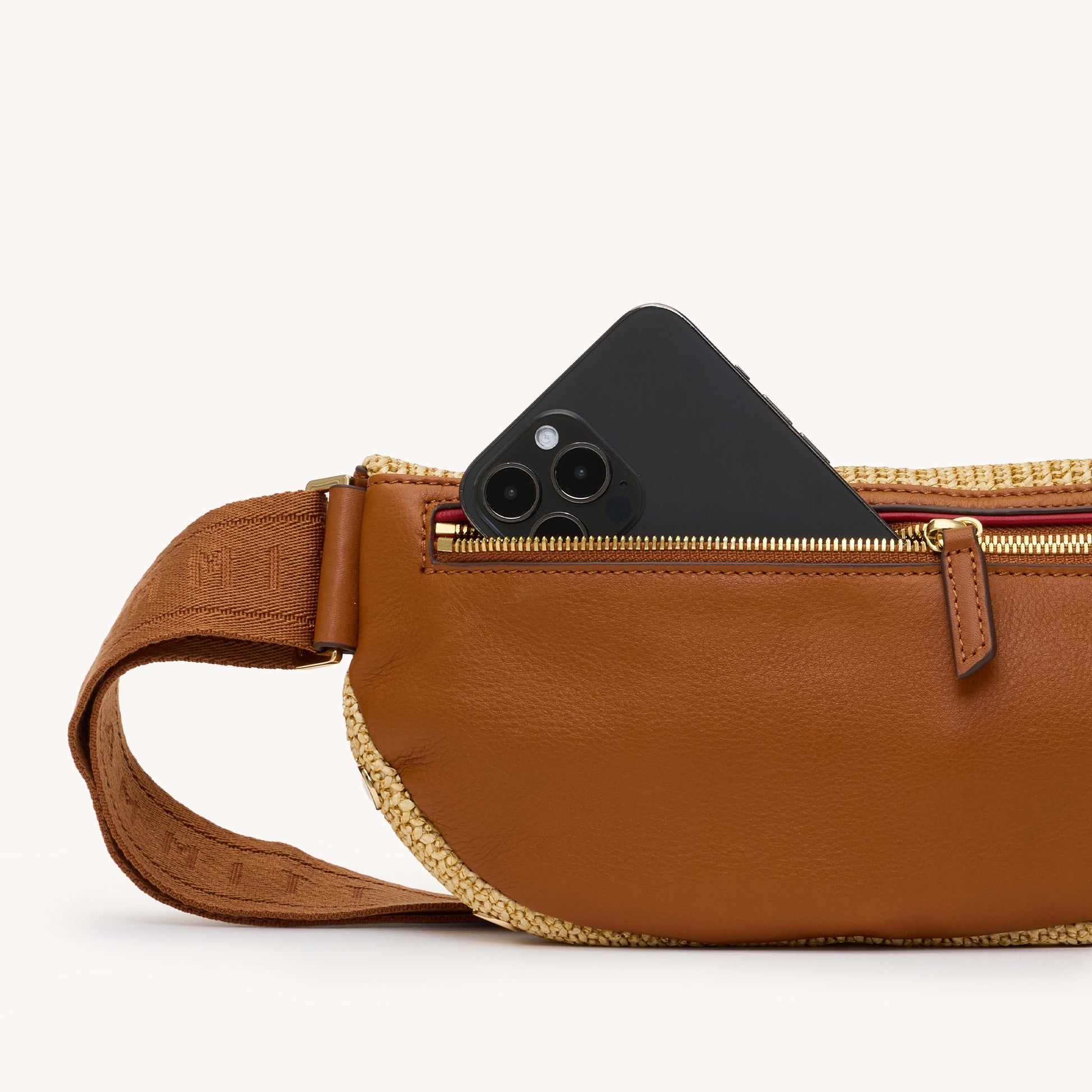 CHARLES CROSSBODY MED IN COCOA RAFFIA/GOLD - Romi Boutique