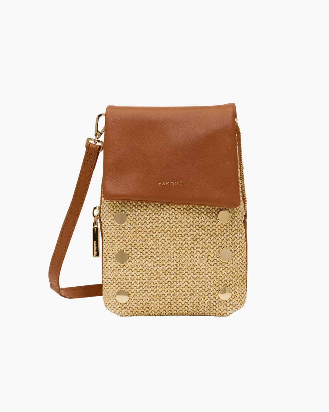 VIP MOBILE IN COCOA RAFFIA/GOLD - Romi Boutique