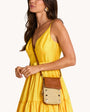 VIP MOBILE IN COCOA RAFFIA/GOLD - Romi Boutique