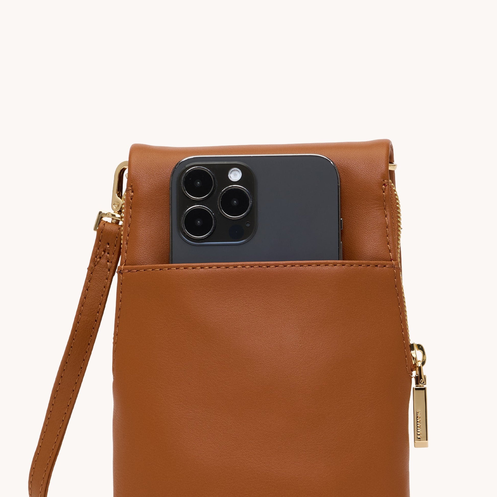 VIP MOBILE IN COCOA RAFFIA/GOLD - Romi Boutique