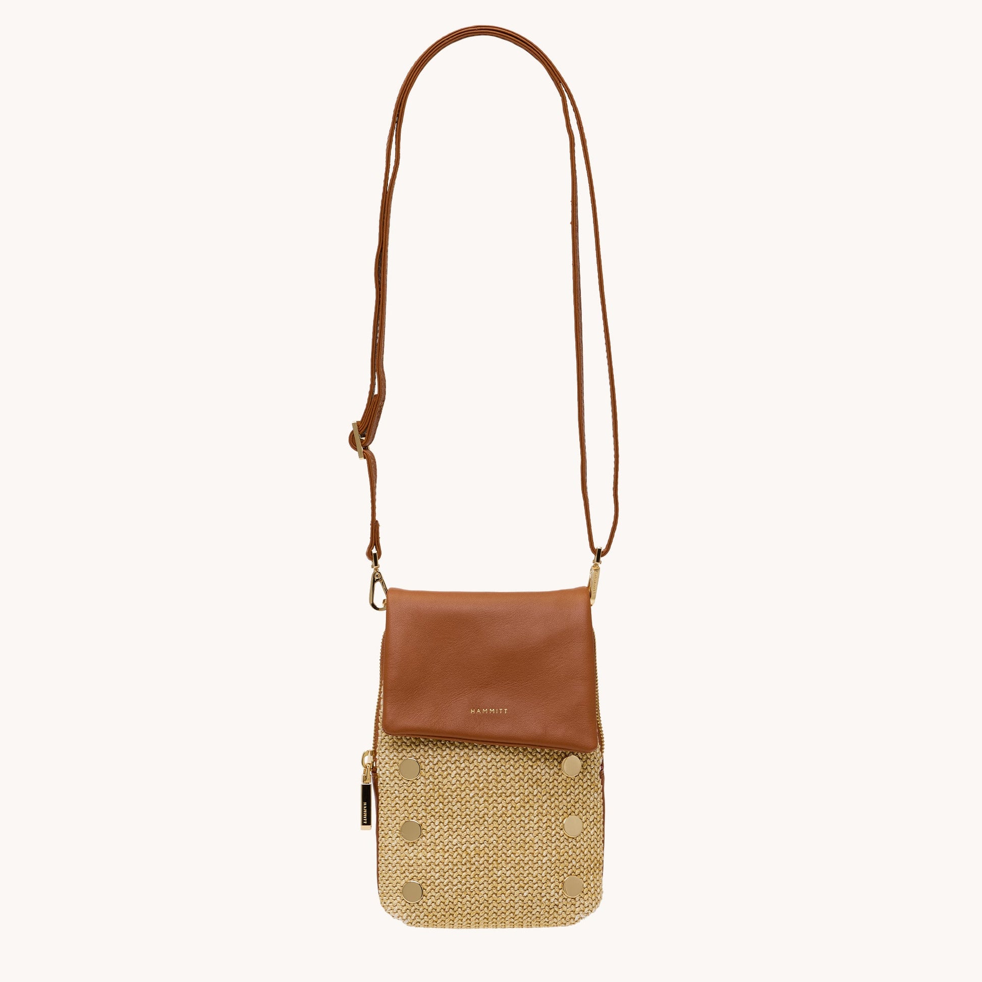 VIP MOBILE IN COCOA RAFFIA/GOLD by Hammitt - Romi Boutique