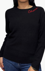 OHANA CASHMERE CREW IN BLACK/RED - Romi Boutique