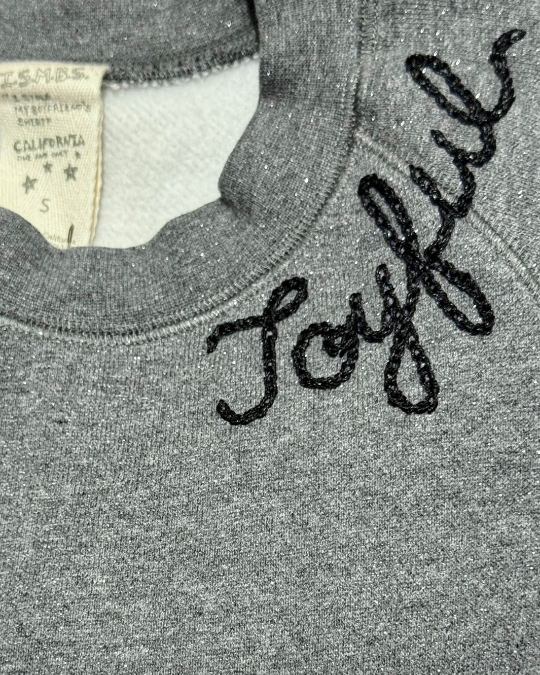JOYFUL CREW SHINE SWEATSHIRT IN DARK GREY/BLACK - Romi Boutique