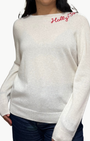 HOLLY JOLLY CASHMERE CREW IN WHITE/RED - Romi Boutique