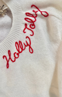 HOLLY JOLLY CASHMERE CREW IN WHITE/RED - Romi Boutique