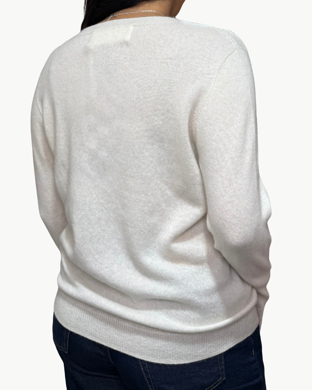 HOLLY JOLLY CASHMERE CREW IN WHITE/RED - Romi Boutique