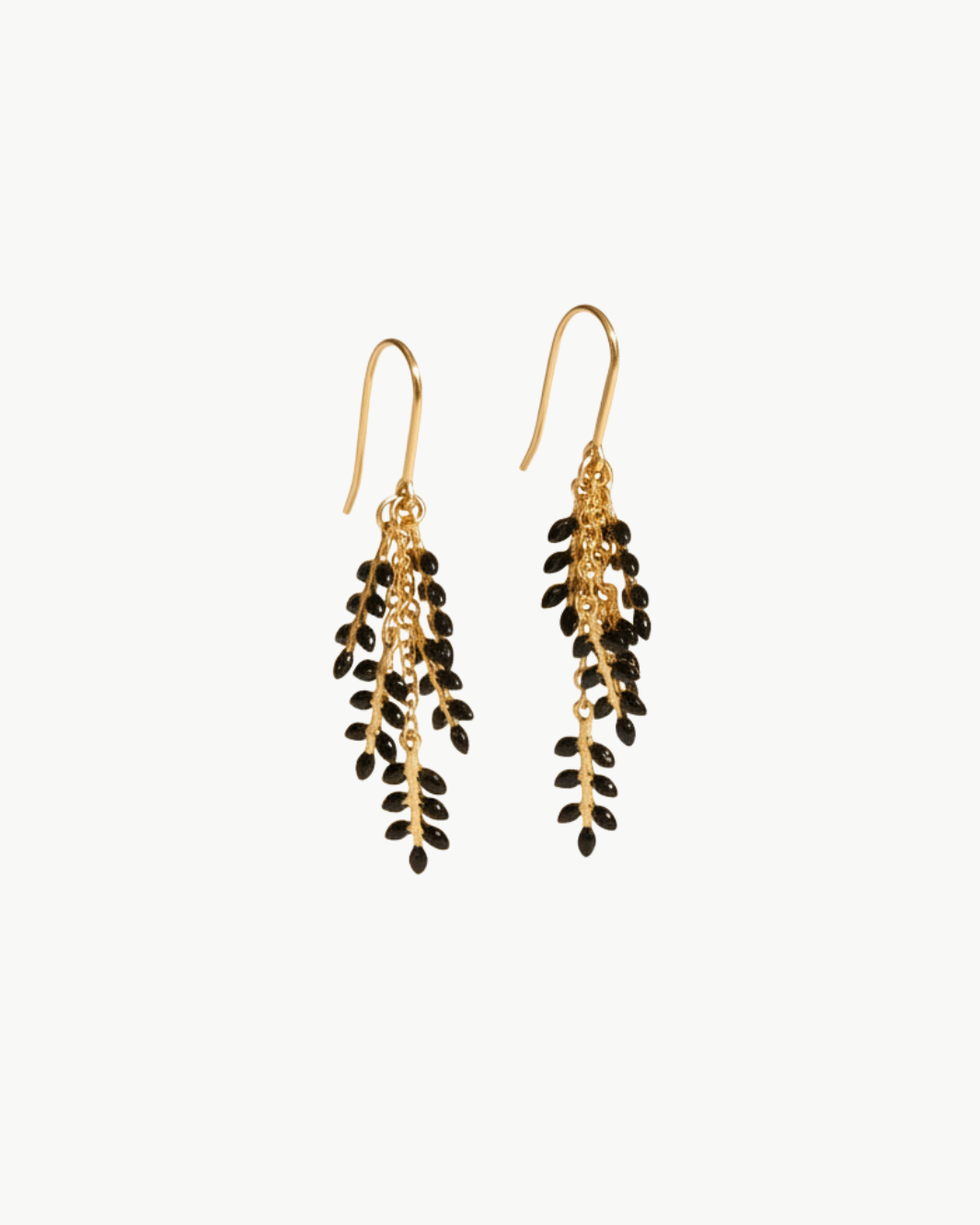 LARGE LEAF MOTIF EARRINGS IN BLACK - Romi Boutique