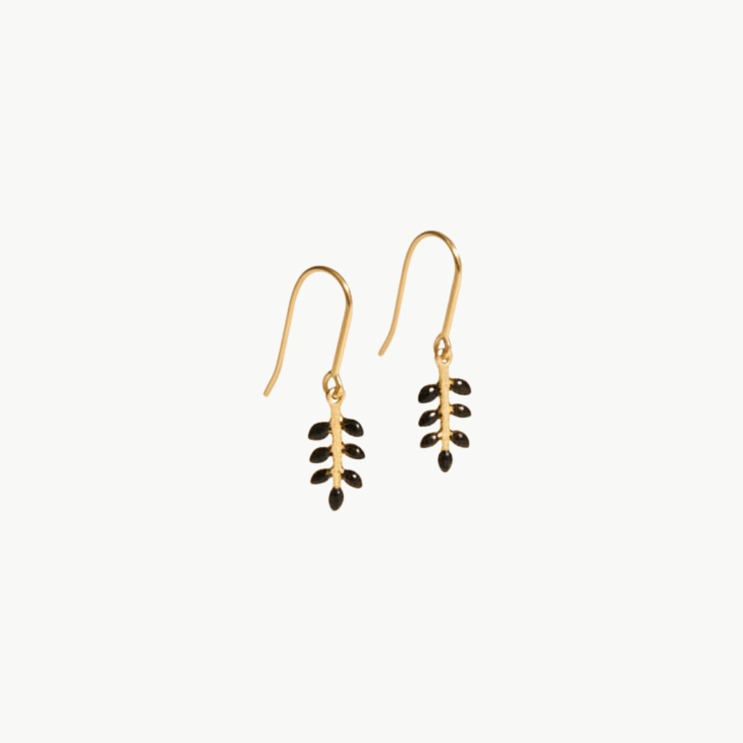 SMALL LEAF MOTIF EARRINGS IN BLACK by Isabel Marant - Romi Boutique