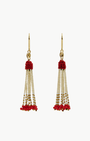 NINA PENDANT EARRINGS IN RED/CREAM - Romi Boutique