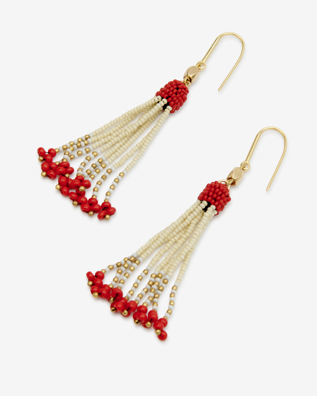 NINA PENDANT EARRINGS IN RED/CREAM - Romi Boutique