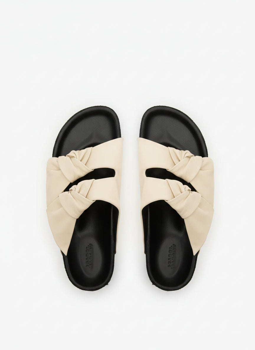 LENNYO BOW SANDALS IN CHALK - Romi Boutique