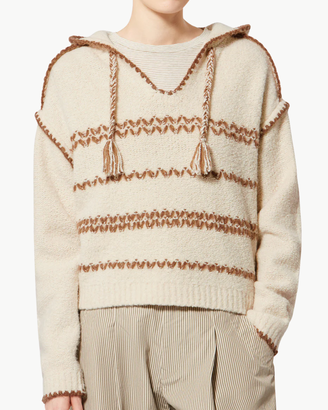 ROMERA SWEATER IN ECRU/BRONZE - Romi Boutique