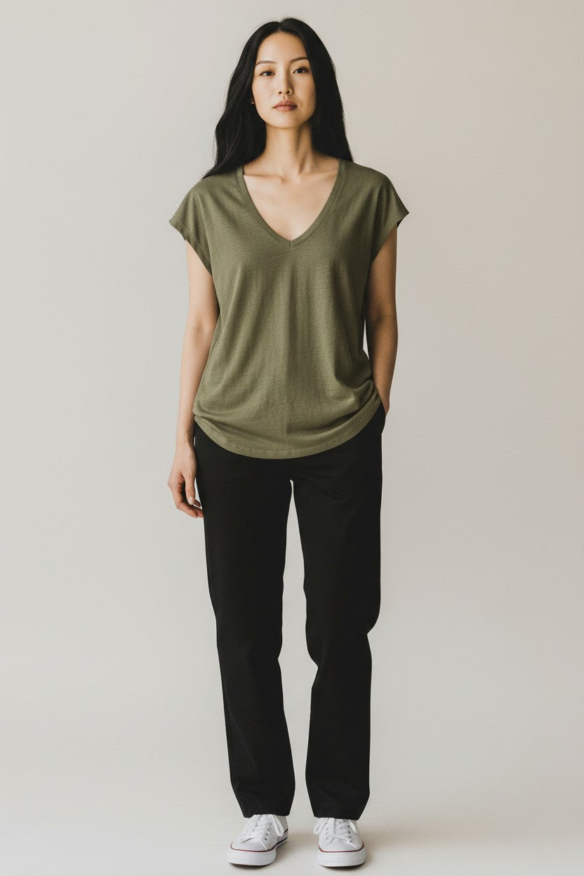 ZANKOU T-SHIRT IN DARK KHAKI - Romi Boutique
