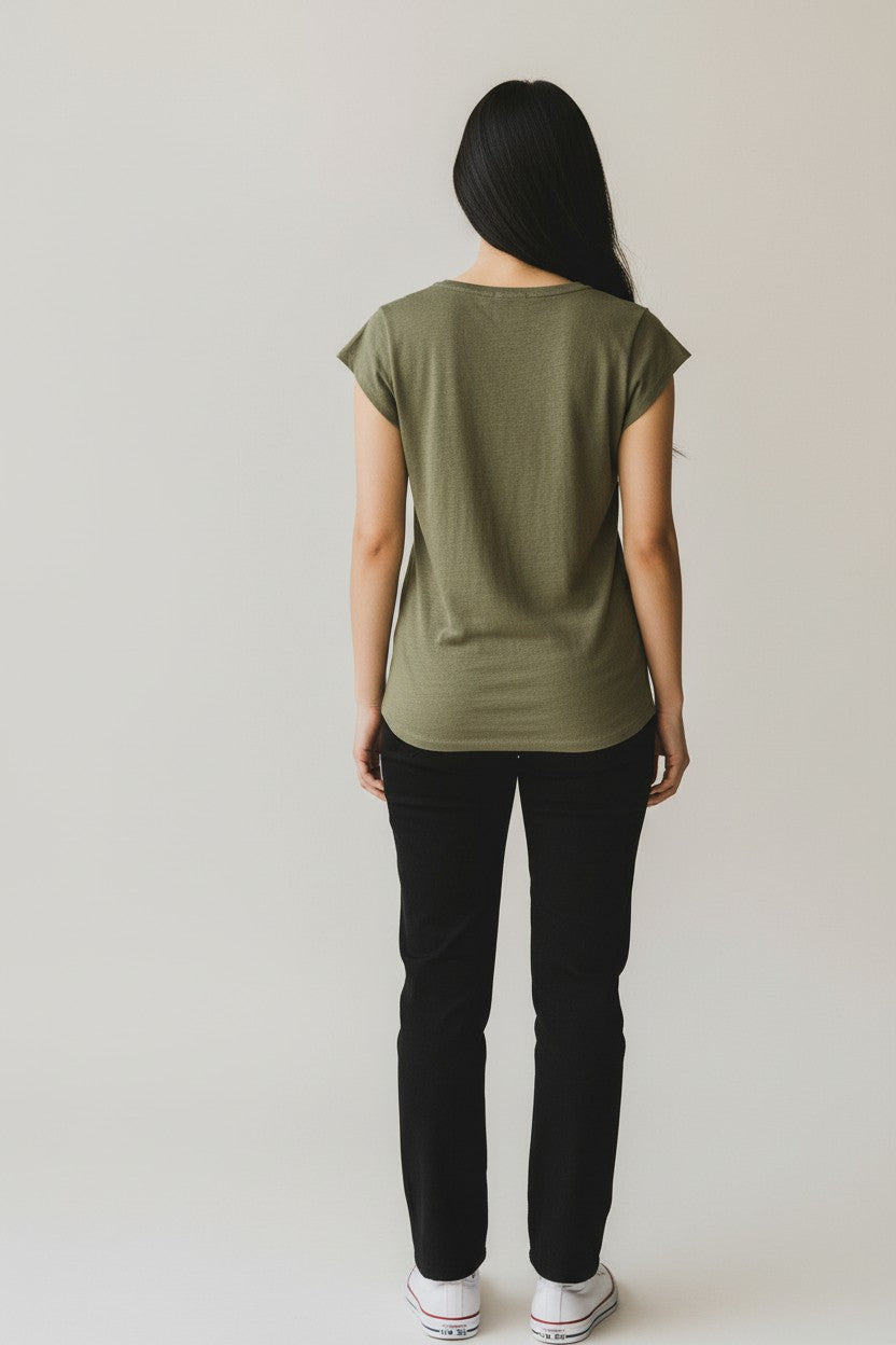 ZANKOU T-SHIRT IN DARK KHAKI - Romi Boutique