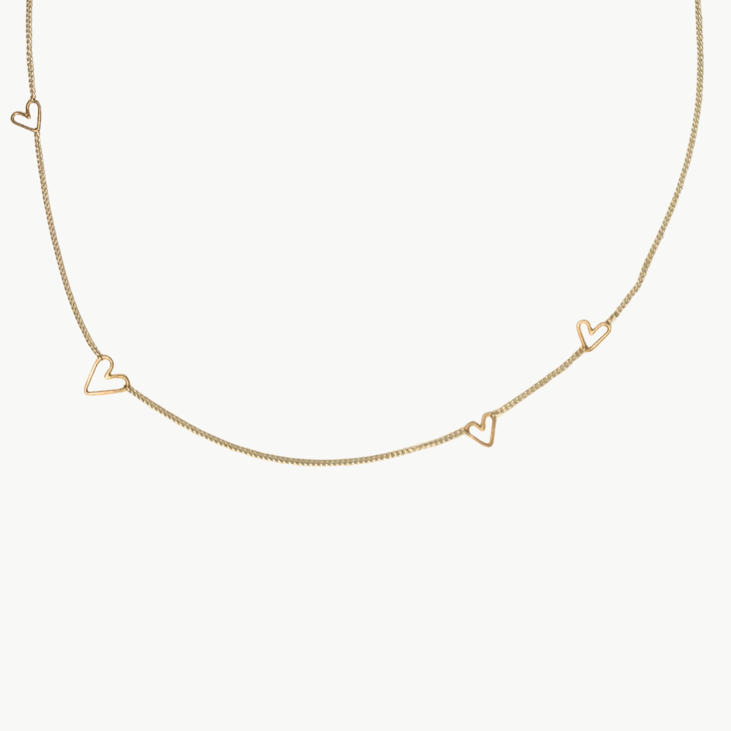 HONEY 5 HEART NECKLACE IN 14K GOLD - Romi Boutique