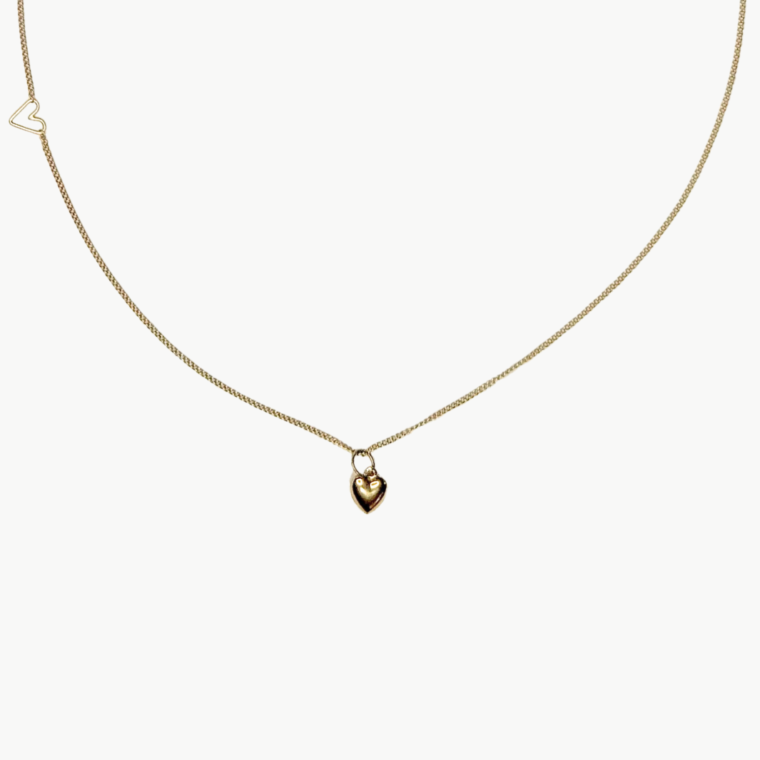 TINY PUFF HEART NECKLACE IN 14K GOLD - Romi Boutique