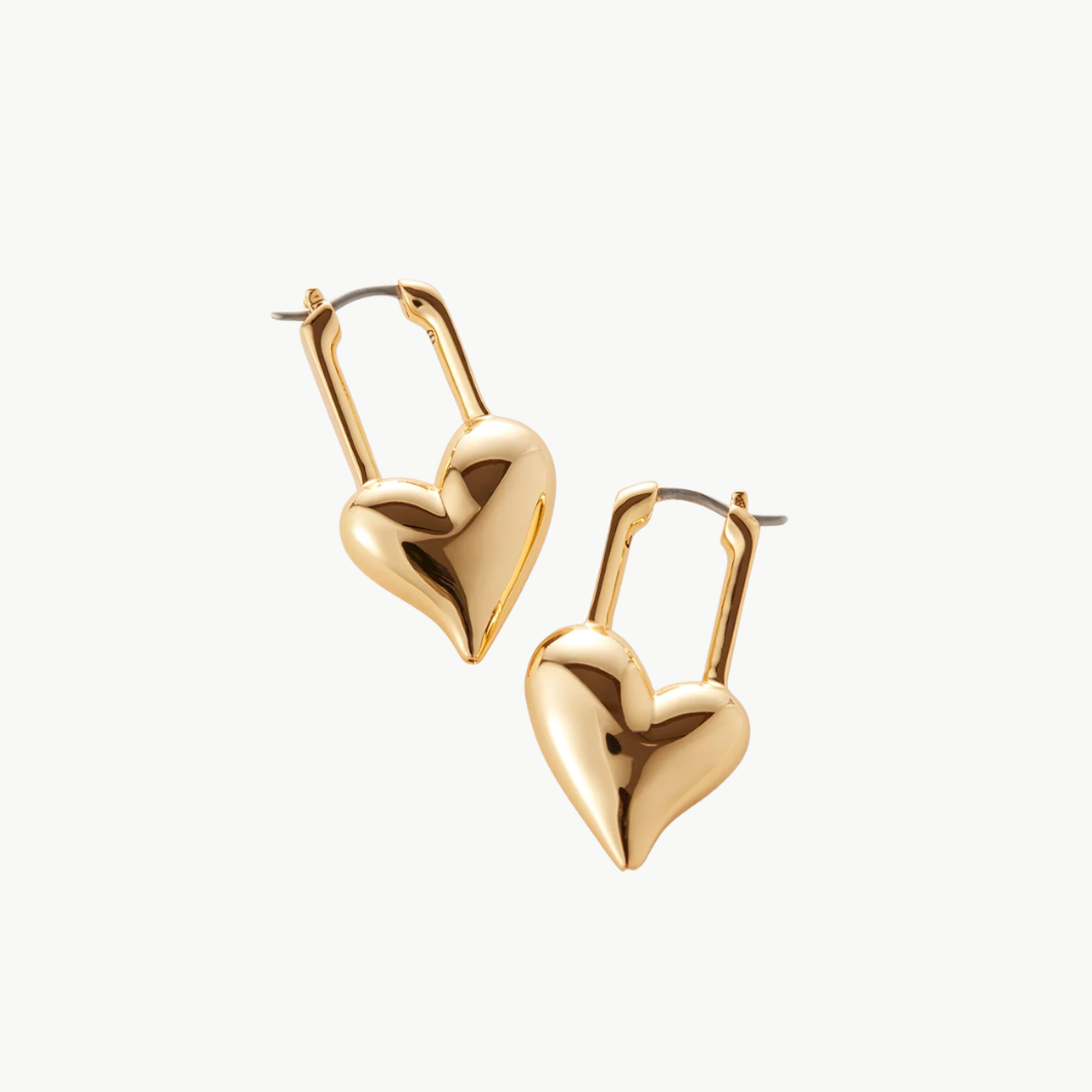 PADLOCK HEART EARRINGS IN GOLD - Romi Boutique