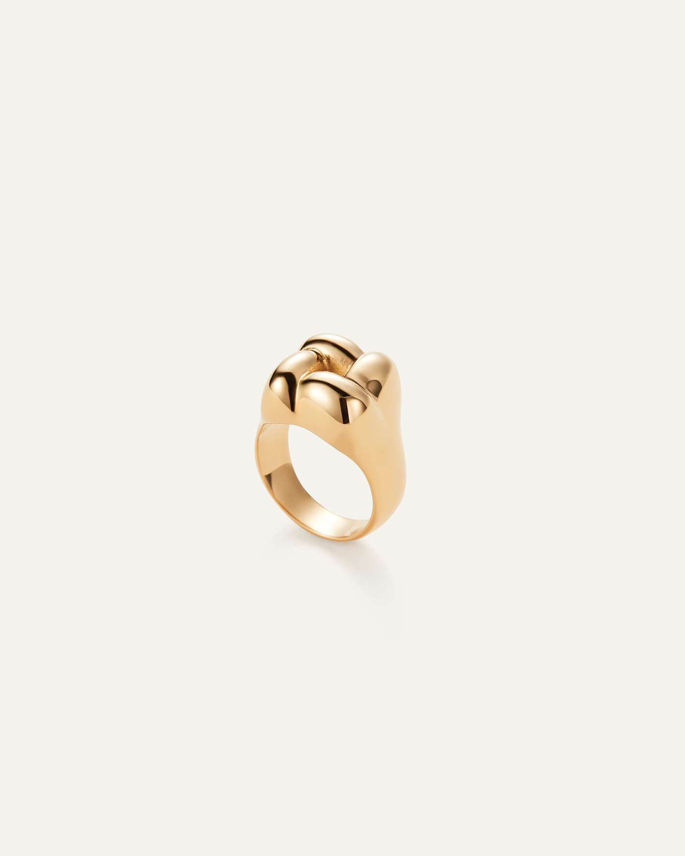 WOVEN SQUARE RING IN HIGH POLISH GOLD - Romi Boutique