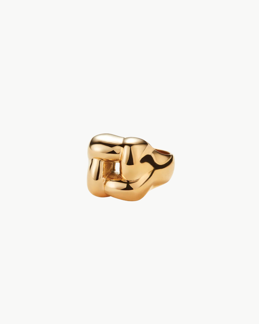 WOVEN SQUARE RING IN HIGH POLISH GOLD by Jenny Bird - Romi Boutique