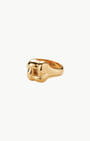 WOVEN SQUARE SIGNET RING IN HIGH POLISH GOLD B by Jenny Bird - Romi Boutique