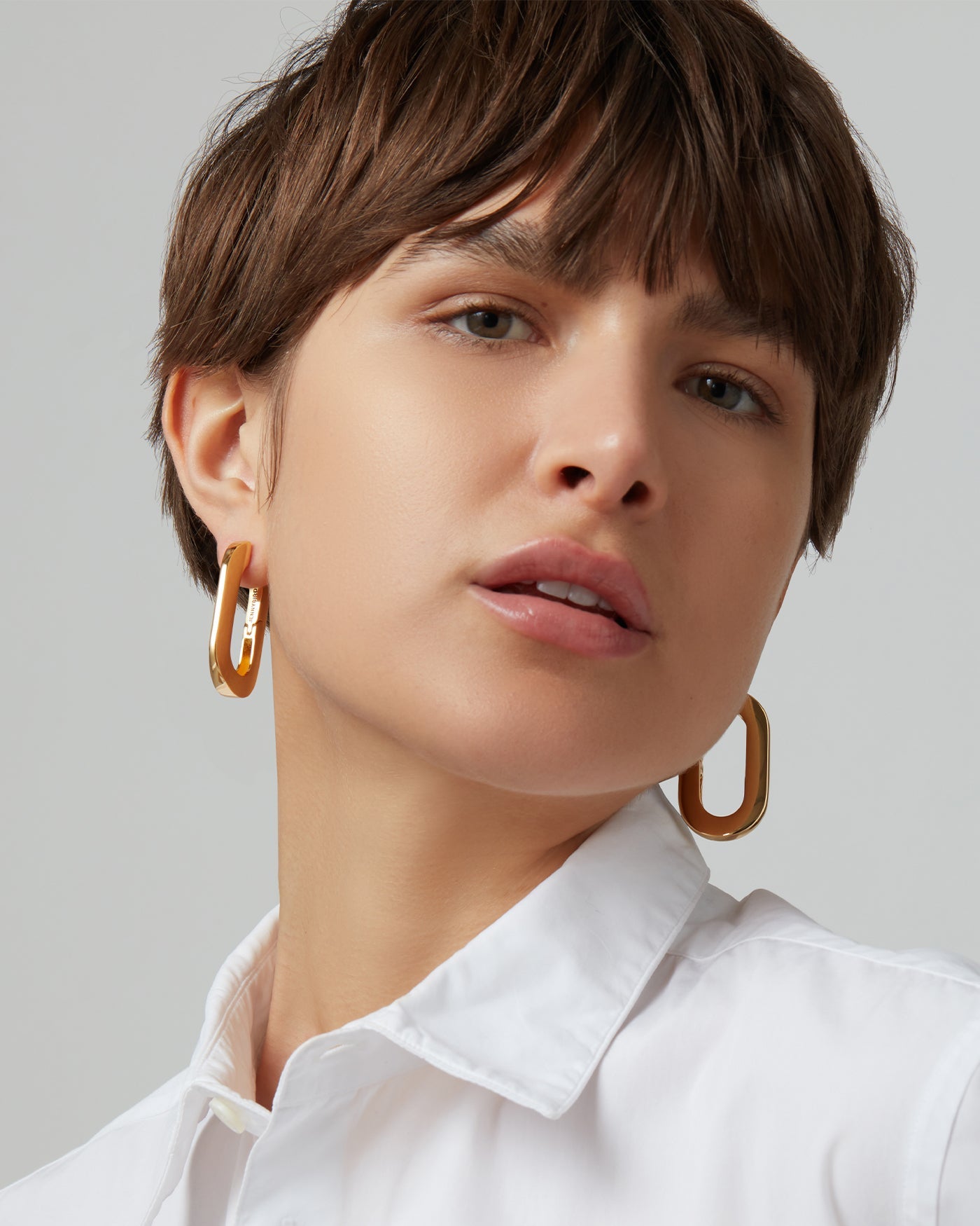 MEGA U-LINK EARRINGS IN HIGH POLISH GOLD - Romi Boutique