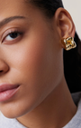 SMALL WOVEN SQUARE EARRINGS IN HIGH POLISH GOLD by Jenny Bird - Romi Boutique
