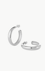STAPLE HOOPS LARGE IN RHODIUM by Jenny Bird - Romi Boutique