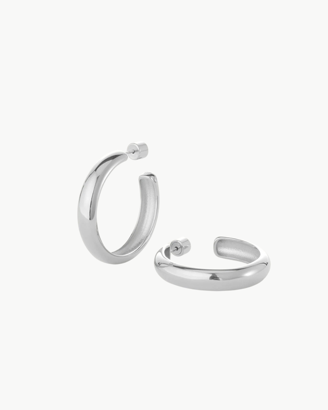 STAPLE HOOPS LARGE IN RHODIUM by Jenny Bird - Romi Boutique