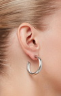 STAPLE HOOPS LARGE IN RHODIUM by Jenny Bird - Romi Boutique