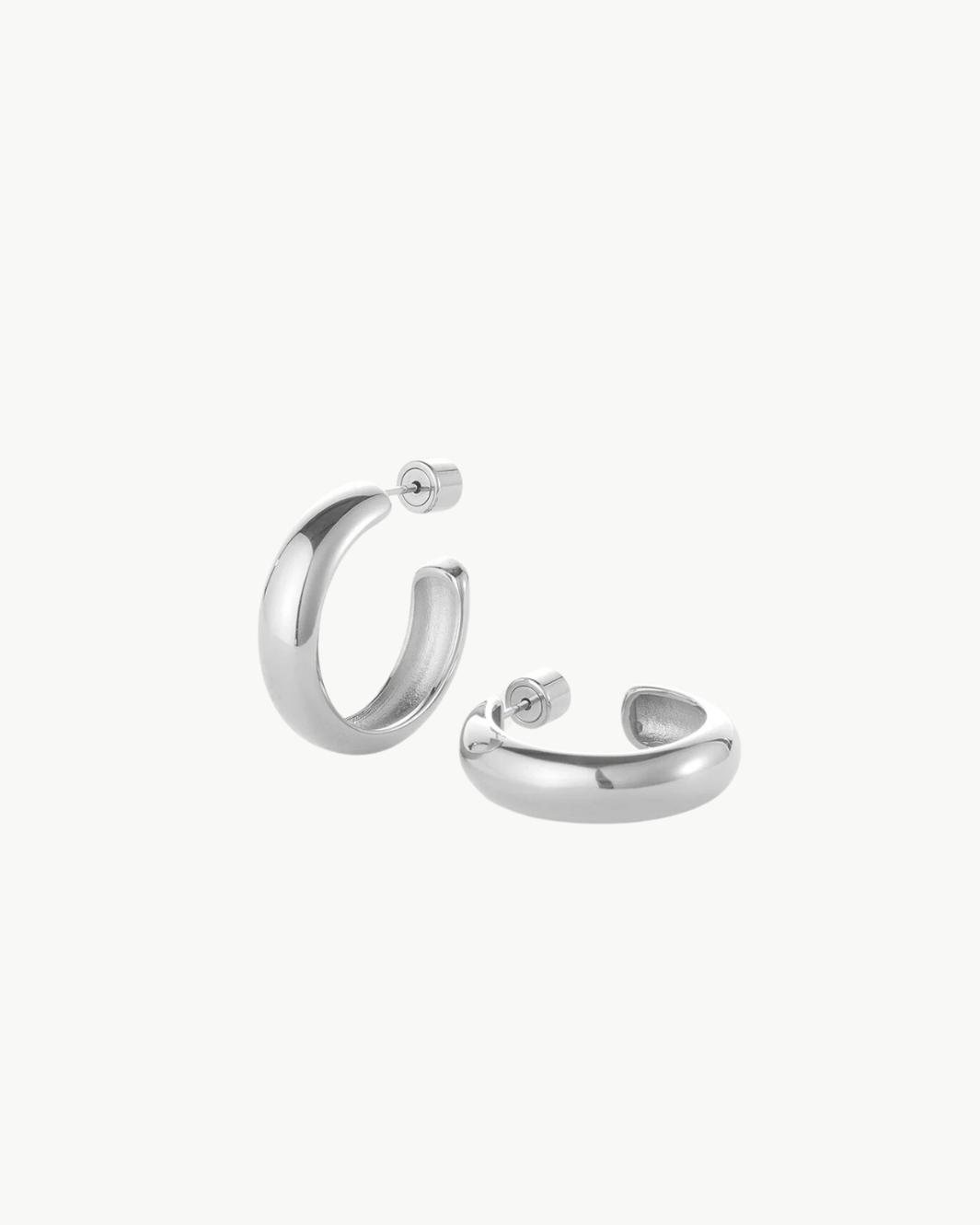 STAPLE HOOPS MEDIUM IN RHODIUM by Jenny Bird - Romi Boutique