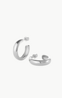 STAPLE HOOPS MEDIUM IN RHODIUM by Jenny Bird - Romi Boutique