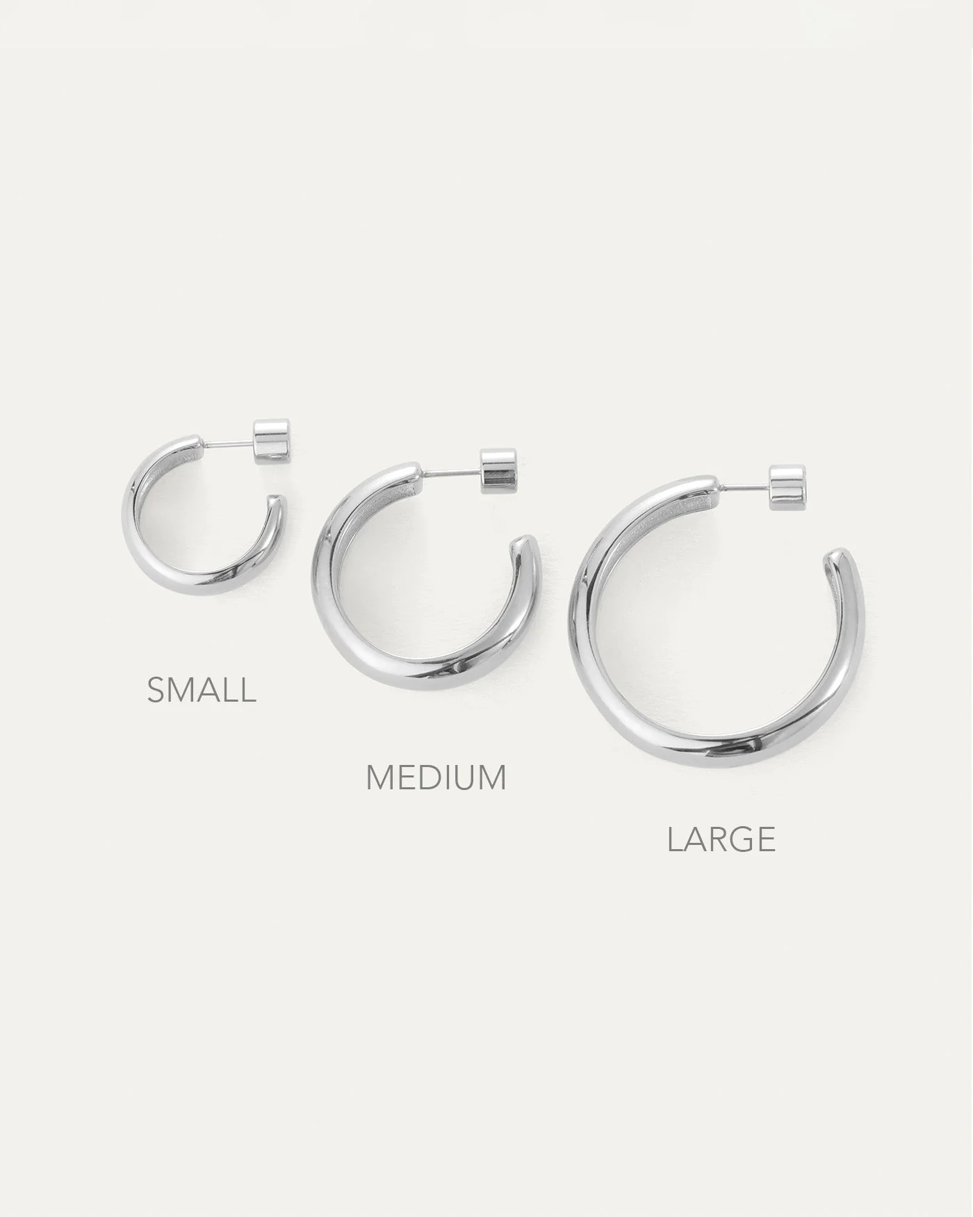 STAPLE HOOPS MEDIUM IN RHODIUM by Jenny Bird - Romi Boutique