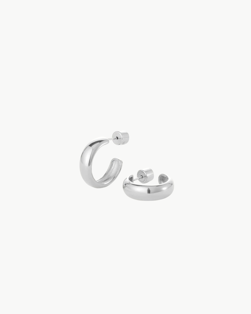 STAPLE HOOPS SMALL IN RHODIUM by Jenny Bird - Romi Boutique
