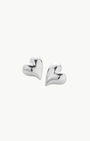 ART HEART SYMMETRICAL BUTTON EARRINGS IN SILVER - Romi Boutique