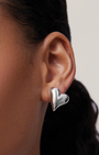 ART HEART SYMMETRICAL BUTTON EARRINGS IN SILVER - Romi Boutique