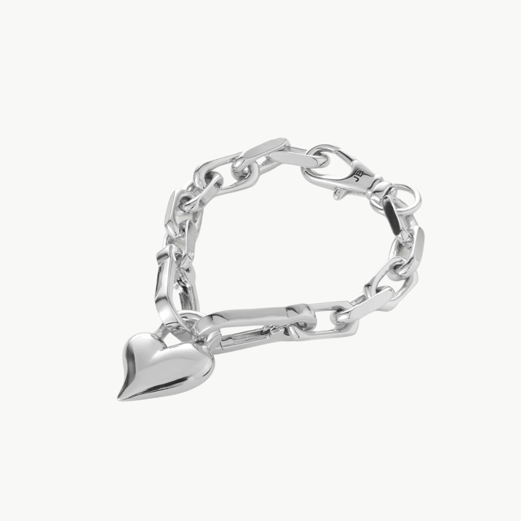 PADLOCK HEART CHAIN BRACELET IN SILVER - Romi Boutique