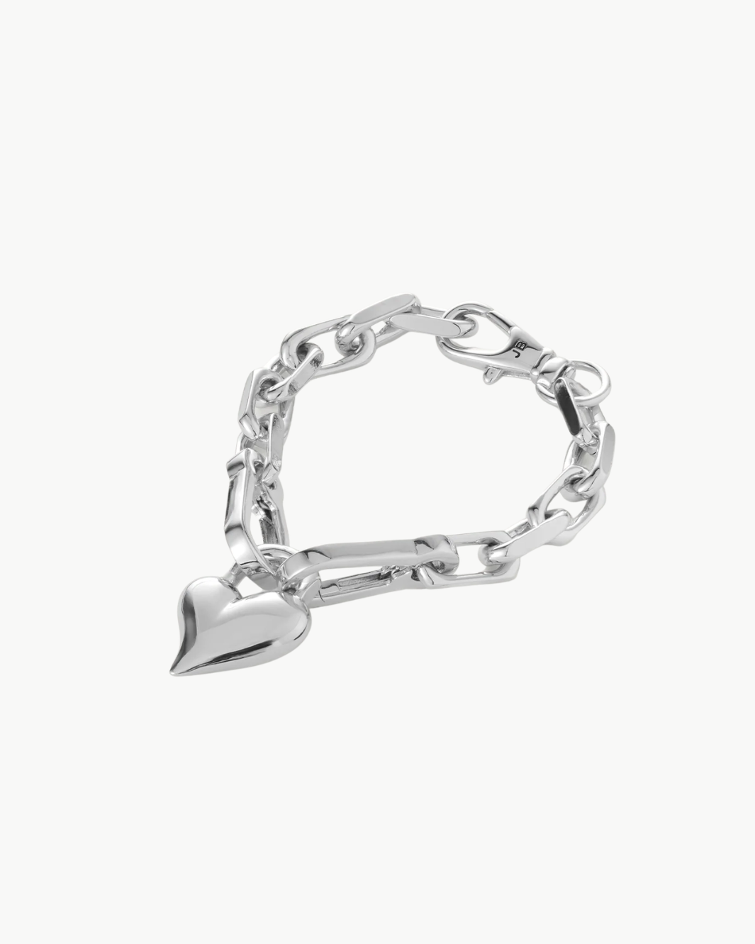 PADLOCK HEART CHAIN BRACELET IN SILVER - Romi Boutique