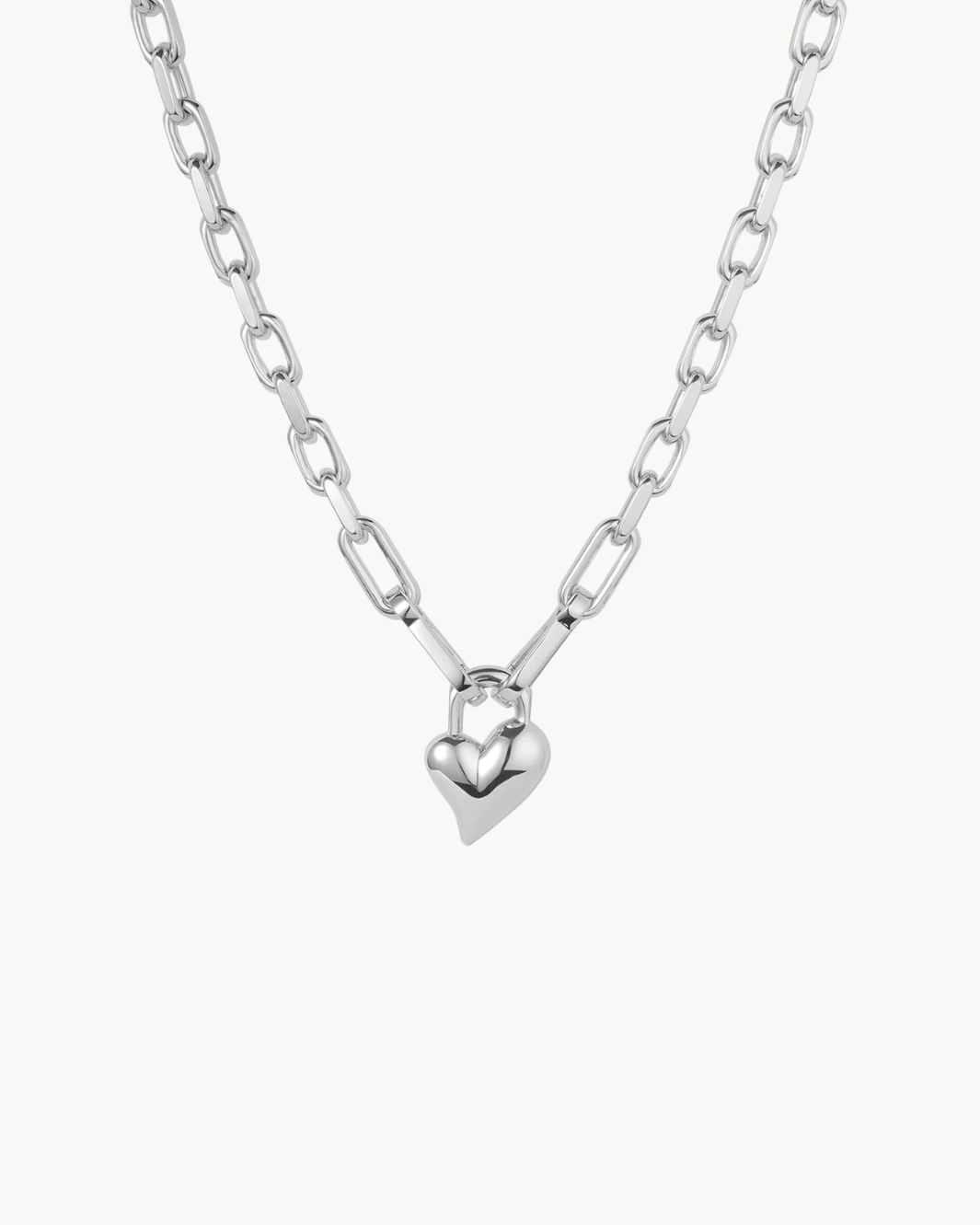 PADLOCK HEART PENDANT NECKLACE IN SILVER - Romi Boutique